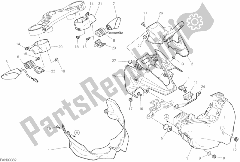All parts for the Headlight of the Ducati Streetfighter V4 S Thailand 1103 2020